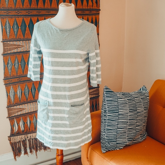 Boden Dresses & Skirts - Boden Grey Stripe pocketed dress Small